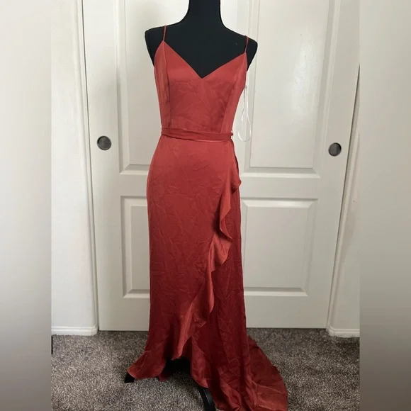 need a bridesmaid dress fast Pleated off the shoulder full skirt formal bridesmaid dress JT262 main image 0